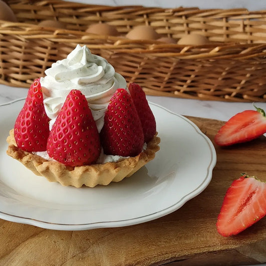 tarte à la fraise et à la vanille de chez epcie sur pate sablée