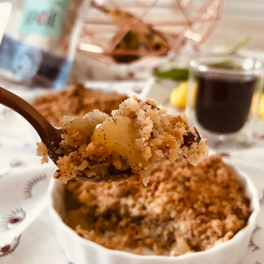 crumble à la vanille et à la poire