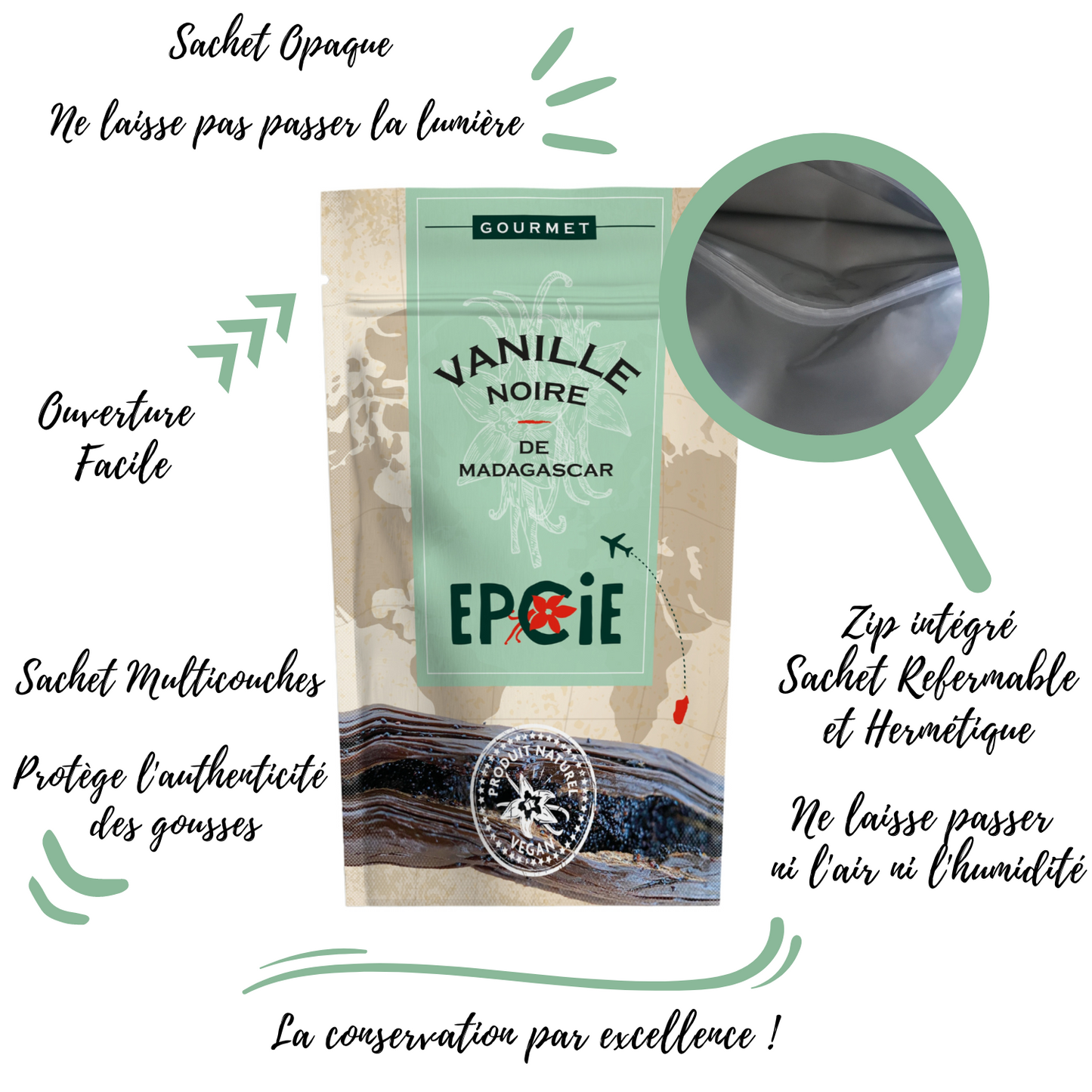 conservation optimale sachet refermable sachet zip gousse epcie