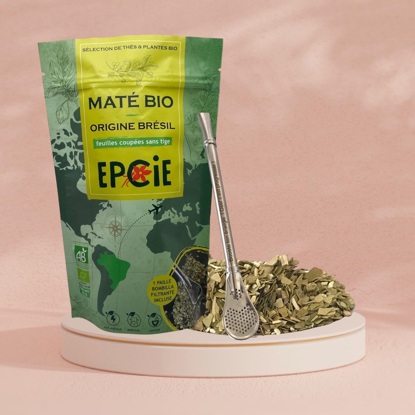 maté bio epcie infusion avec bombille paille filtrante