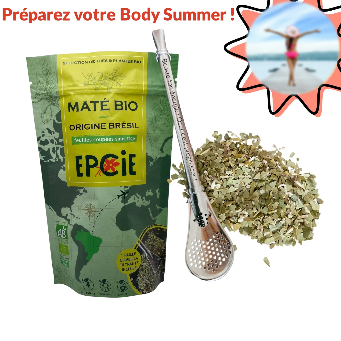 kit de maté epcie comprenant 200g de maté bio et une bombilla