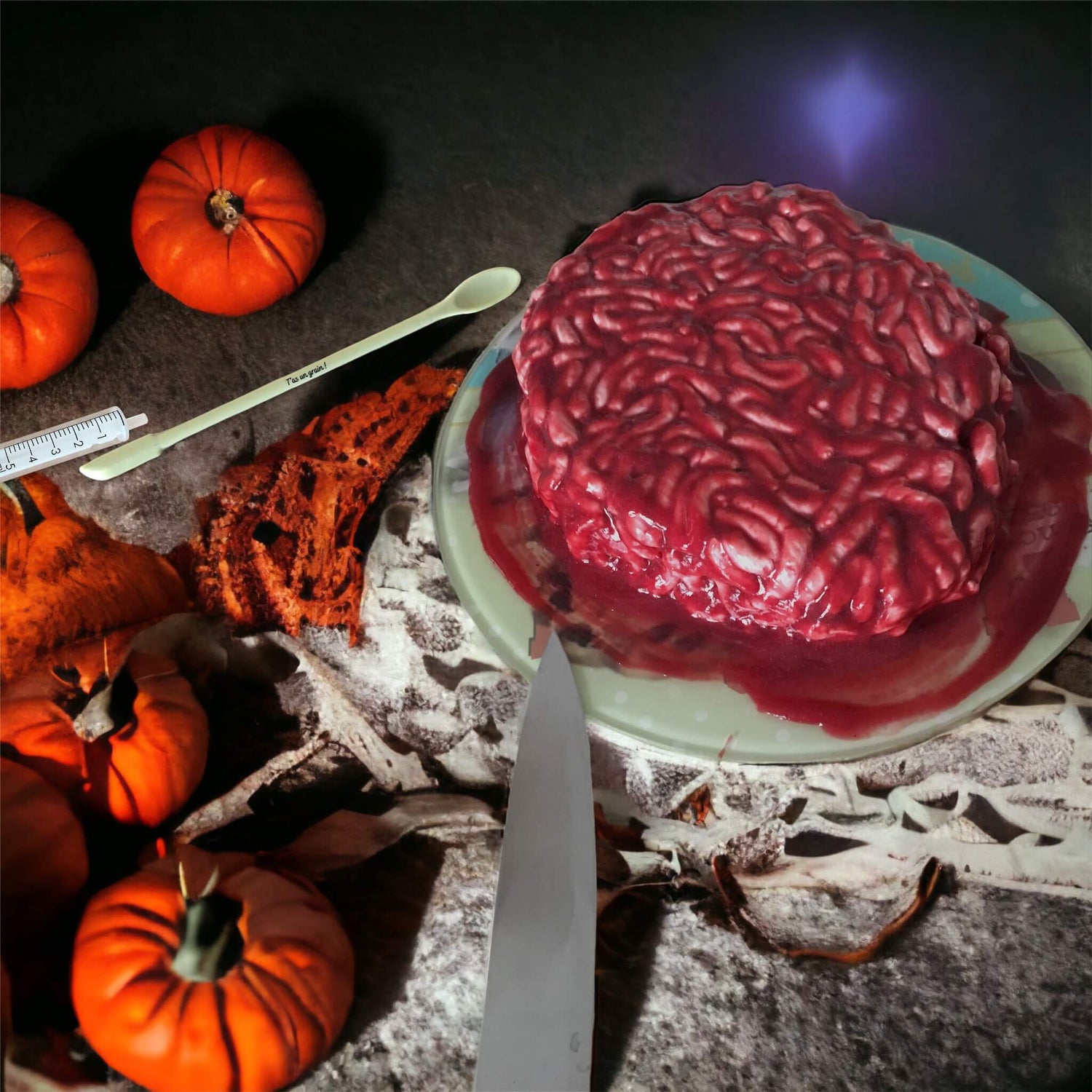 halloween photo de cerveau réalisé en pâte à sucre à la vanille epcie